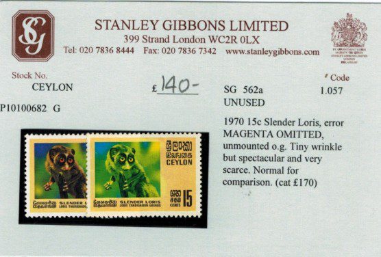 Ceylon loris stamps