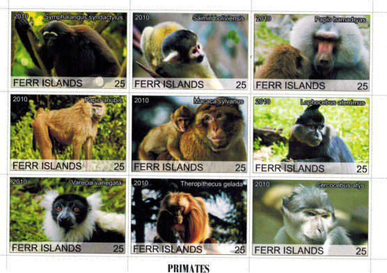 Ferr Islands primate stamps